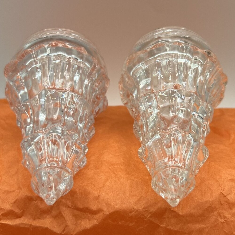 Gorham Fine Crystal Salt Pepper Shakers Christmas Tree 4" Germany Made Holiday - Picture 3 of 11